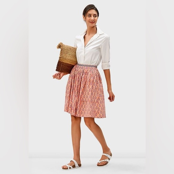 eshakti Dresses & Skirts - E-shakti Floral Hand Block Print Cotton Full Skirt